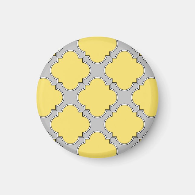 Quatrefoil yellow and grey magnet (Front)