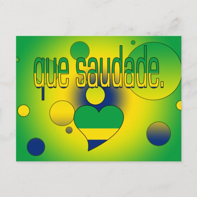 Que Saudade! Brazil Flag Colours Pop Art Postcard (Front)