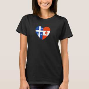 Quebec and Canada Flags Friendship and Pride T-Shirt