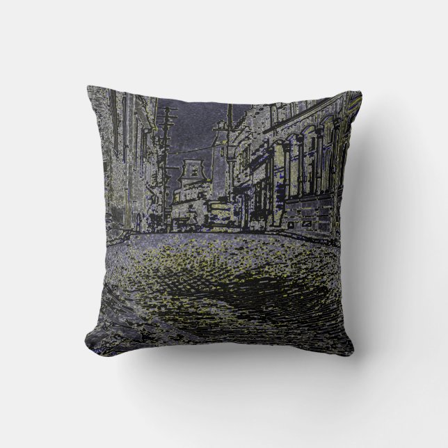 Quebec Canada 1930's Art Photograph Street scene Cushion (Front)