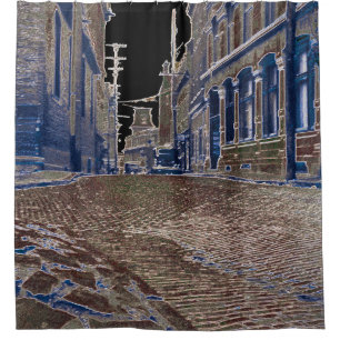 Quebec Canada 1930's Art Photograph Street scene Shower Curtain