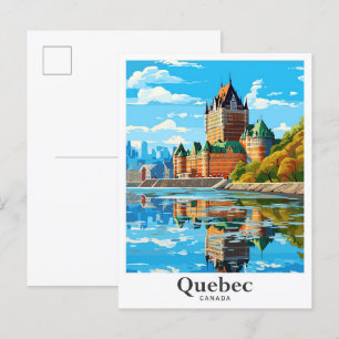 Quebec Canada Art Vintage Travel Illustration Postcard