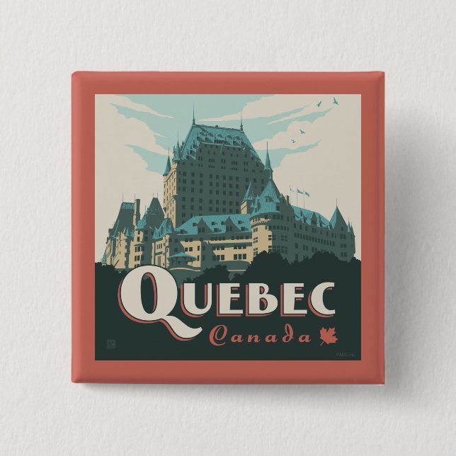 Quebec Canada | Château Frontenac 15 Cm Square Badge (Front)