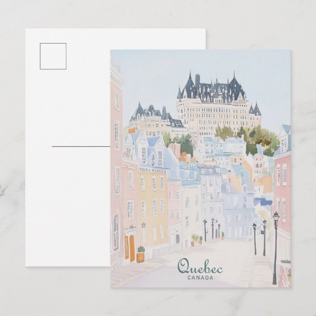 Quebec Canada Gouache Paint Illustration Travel Postcard (Front/Back)