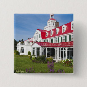 Quebec, Canada. Historic Hotel Tadoussac, 2 15 Cm Square Badge