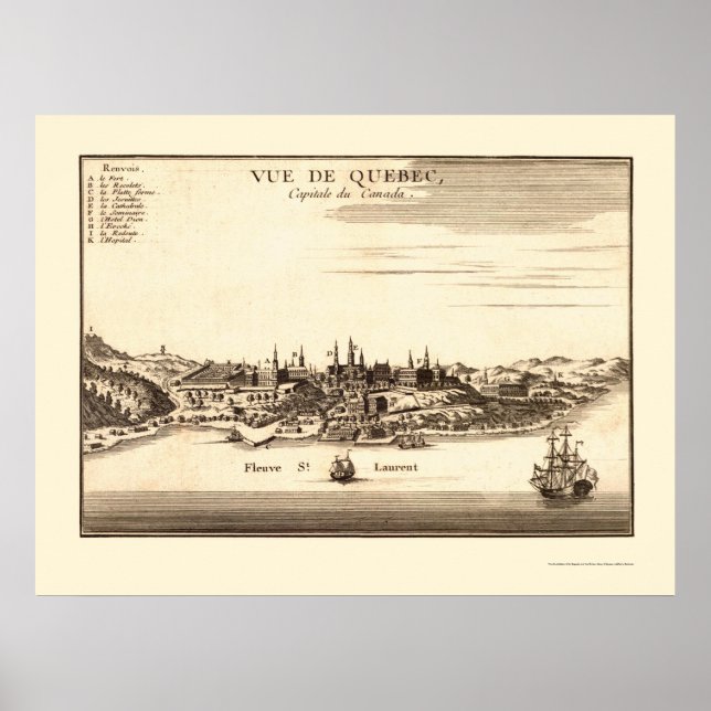 Québec, Canada Panoramic Map - 1755 Poster (Front)