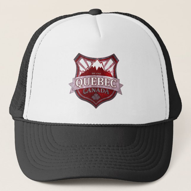 Quebec Canada red grunge shield hat (Front)