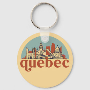 Quebec Canada Retro City Skyline Cityscape Art Key Ring