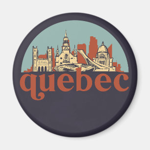Quebec Canada Retro City Skyline Cityscape Art Magnet