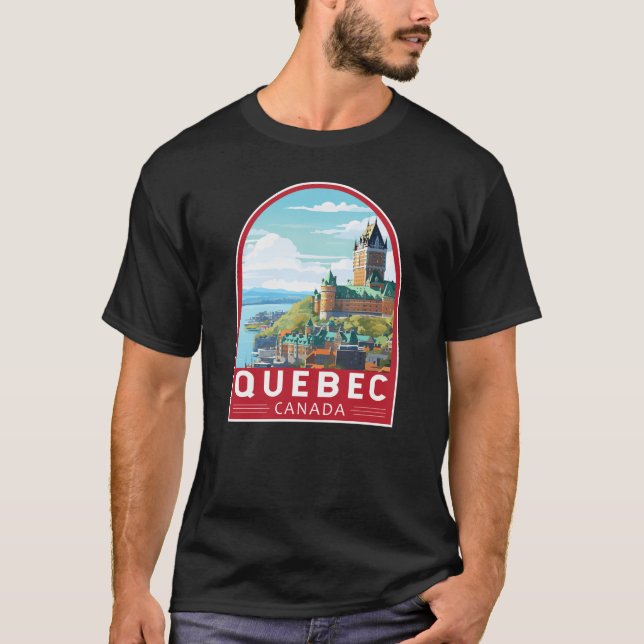 Quebec Canada Travel Art Vintage T-Shirt (Front)