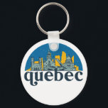 Quebec Canada Vintage City Skyline Cityscape Art Key Ring<br><div class="desc">Vintage and retro city design with beautiful skyline, tourist attraction and cityscape art. Cool skyscraper and building silhouette illustration merchandise for tourist and traveller. Perfect as souvenir to bring back home when travelling around the world. Save the memory of your travel and vacation with family and friends. Background colour can...</div>