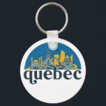 Quebec Canada Vintage City Skyline Cityscape Art Key Ring<br><div class="desc">Vintage and retro city design with beautiful skyline, tourist attraction and cityscape art. Cool skyscraper and building silhouette illustration merchandise for tourist and traveller. Perfect as souvenir to bring back home when travelling around the world. Save the memory of your travel and vacation with family and friends. Background colour can...</div>