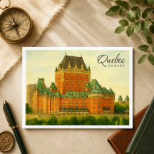 Quebec Canada Vintage Watercolor Travel