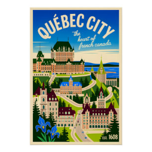 Québec City Canada Retro Travel Poster Art