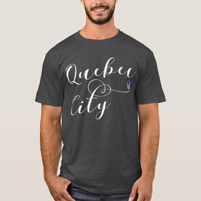 Quebec City Flag In Heart T-Shirt (Front)