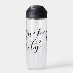 Quebec City Flag In Heart Water Bottle