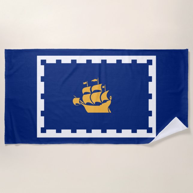 Quebec City Flag (Québec, Canada) Beach Towel (Front)