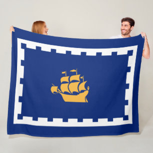 Quebec City Flag (Québec, Canada) Fleece Blanket
