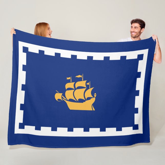 Quebec City Flag (Québec, Canada) Fleece Blanket (In Situ)