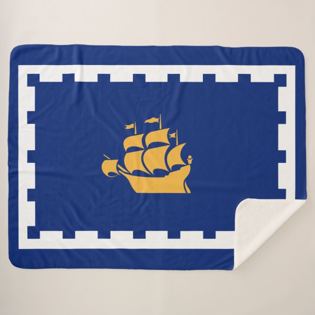 Quebec City Flag (Québec, Canada) Sherpa Blanket (Front (Horizontal))