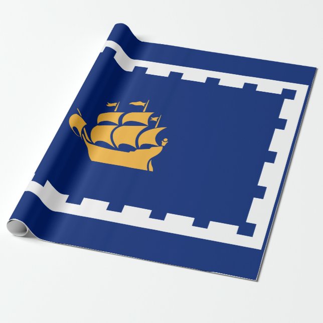 Quebec City Flag (Québec, Canada) Wrapping Paper (Unrolled)