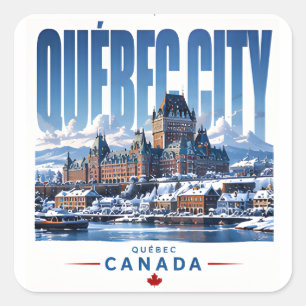 🏰 Quebec City Modern Skyline Style 🏰 Square Sticker