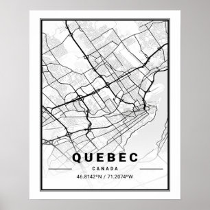 Quebec City Quebec Canada Travel City Map Poster