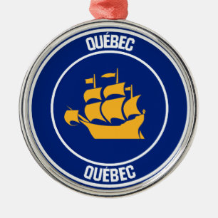 Quebec City Round Emblem Metal Ornament
