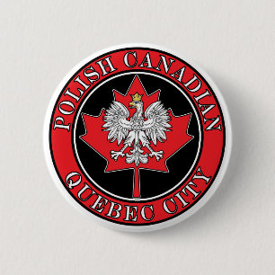 Quebec City Round Polish Canadian Leaf 6 Cm Round Badge