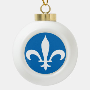 QUEBEC Flag Ceramic Ball Christmas Ornament