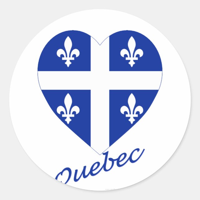 Quebec Flag Heart with Name Classic Round Sticker (Front)