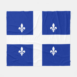 Quebec Flag PQ Qc with fleur de lys Fleece Blanket