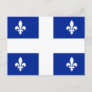 Quebec Flag PQ Qc with fleur de lys Postcard