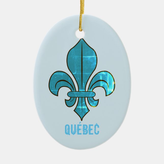 Québec Fleur de Lys Ceramic Ornament (Front)
