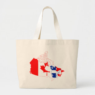 Quebec in Canada flag, map Large Tote Bag