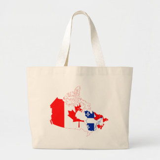 Quebec in Canada flag, map Large Tote Bag
