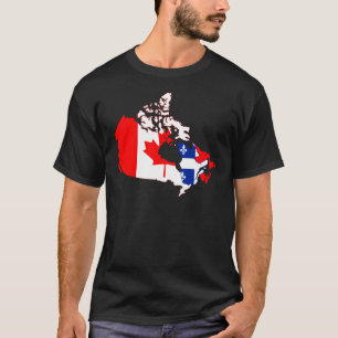 Quebec in Canada flag, map T-Shirt