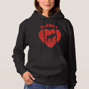 Quebec Love Moose Heart Hoodie