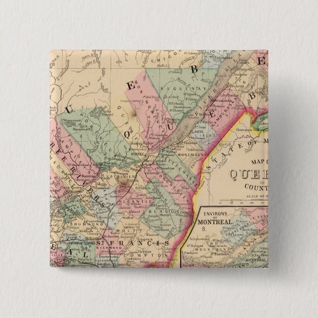 Quebec Map by Mitchell 15 Cm Square Badge (Front)