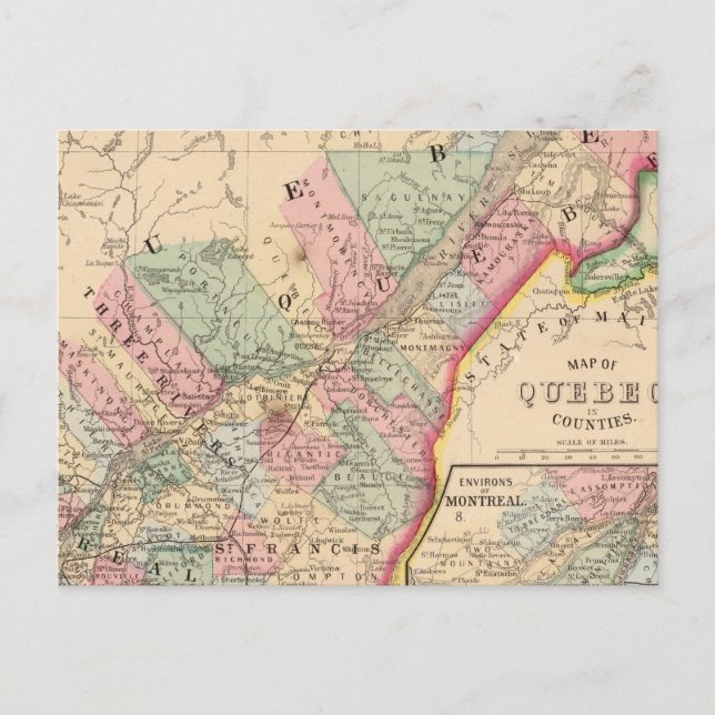 Quebec Map by Mitchell Postcard (Front)