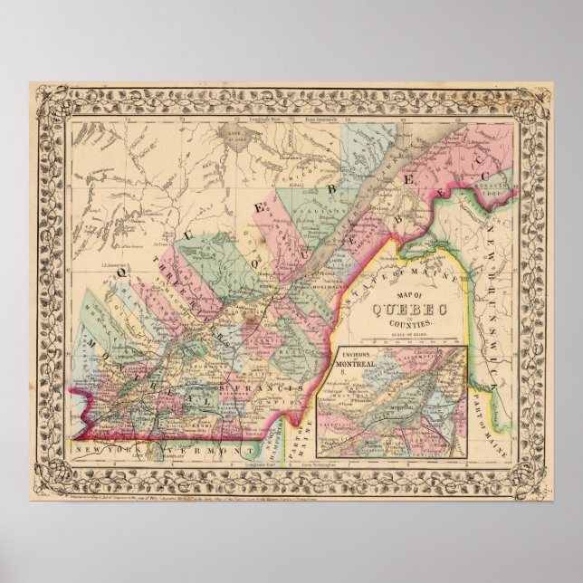 Quebec Map by Mitchell Poster (Front)