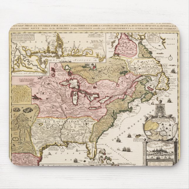 Quebec/Nouvelle-France mediaeval french map Mouse Pad (Front)