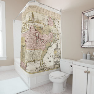 Quebec/Nouvelle-France mediaeval french map Shower Curtain