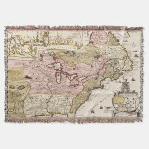 Quebec/Nouvelle-France mediaeval french map Throw Blanket