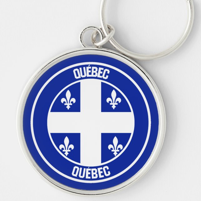 Quebec Round Emblem Key Ring (Front)