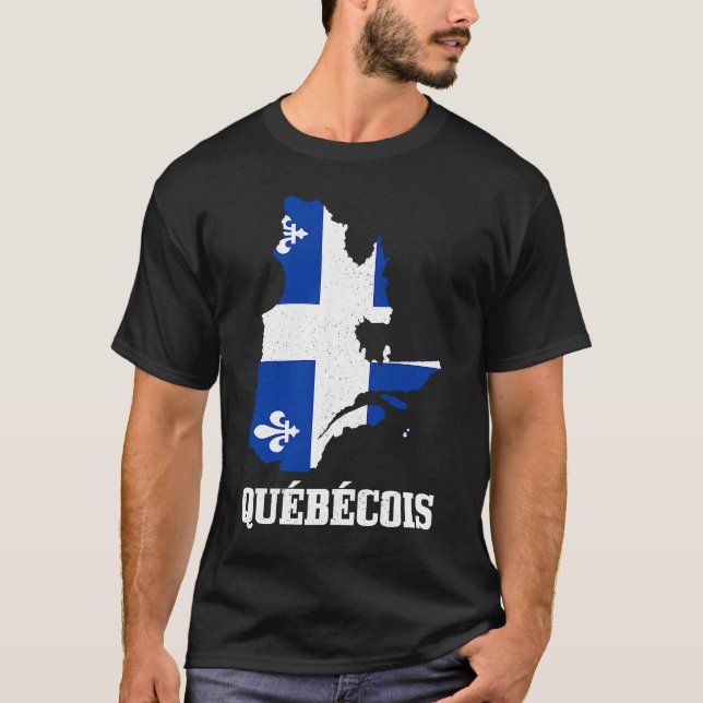 Quebecois Quebec Map Flag Pride Canada T-Shirt (Front)