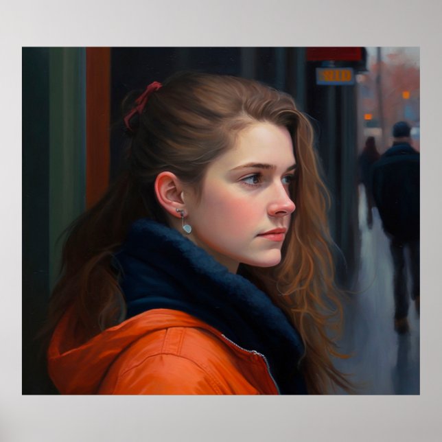 Québécois Quebec Woman Portrait Oil Painting Poster (Front)