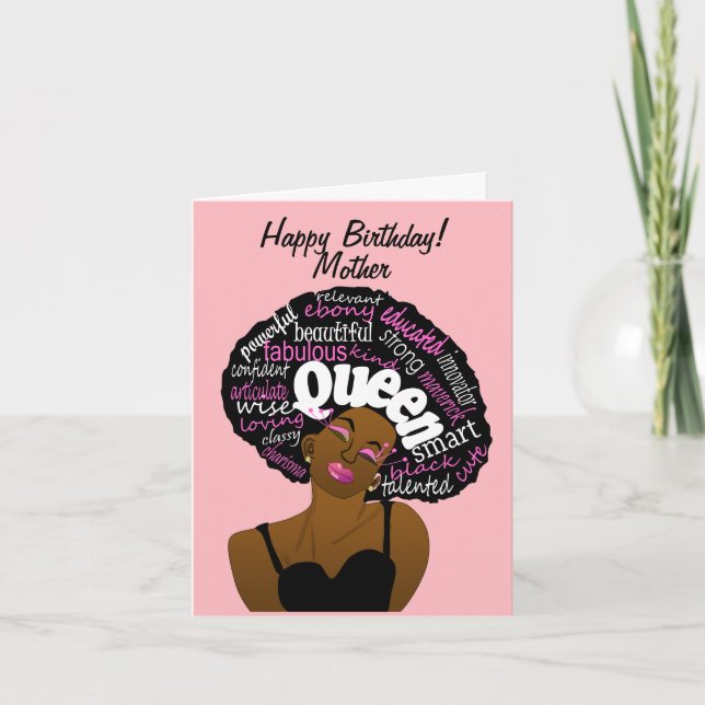 Queen African American Mother Birthday Card (Front)