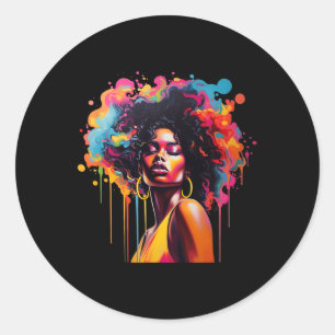 Queen Afro Melanin Dripping Juneteenth African Classic Round Sticker