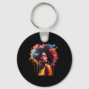Queen Afro Melanin Dripping Juneteenth African Key Ring